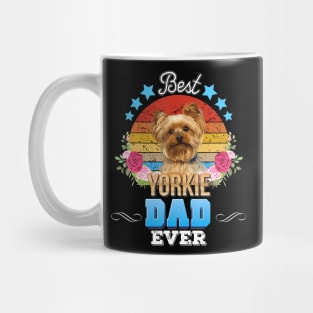 Best Dog Dad Ever Yorkie Floral Retro Father Day Love Mother Mug